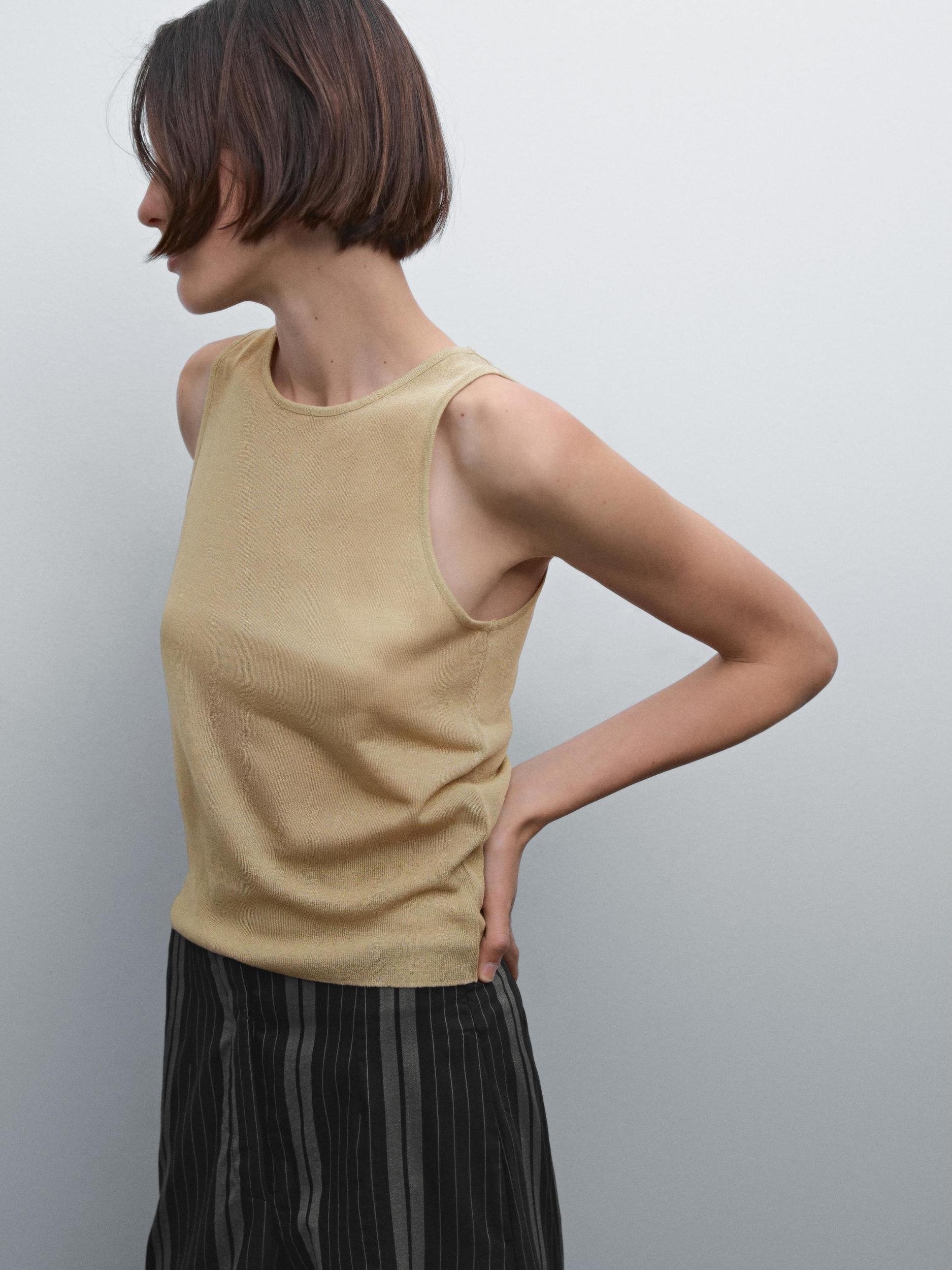 Semi-sheer crew neck top Product Image