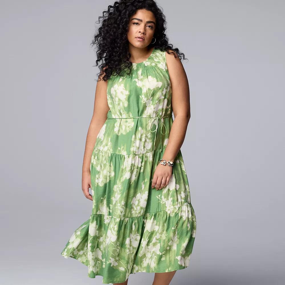 Plus Size Simply Vera Vera Wang Smocked Maxi Dress, Womens Product Image