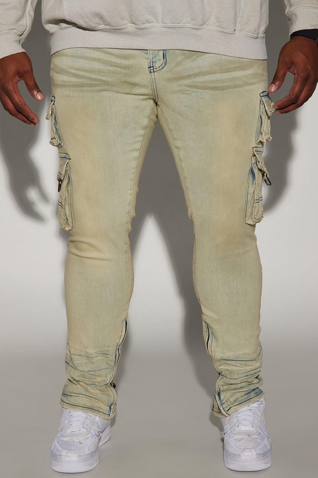 Get This Cargo Stacked Skinny Zipper Flare Jeans - Light Wash Product Image