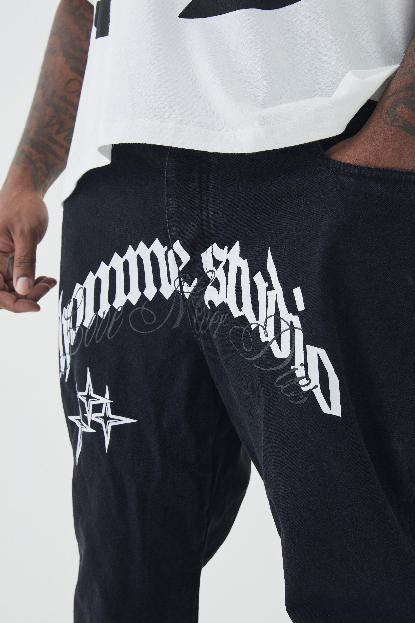 Plus Crotch Applique Gusset Detail Flared Jeans | boohooMAN USA Product Image