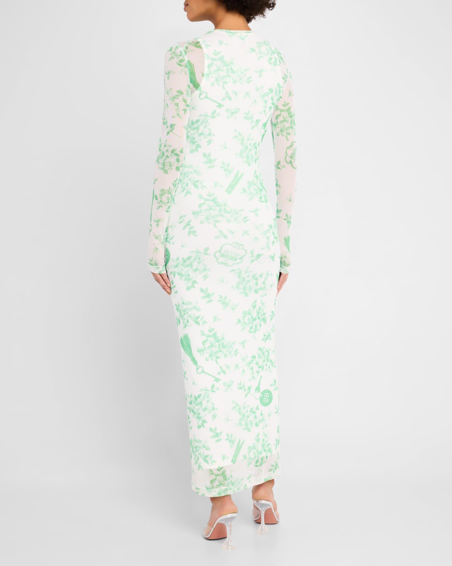 Long-Sleeve Printed Tulle Dress Product Image