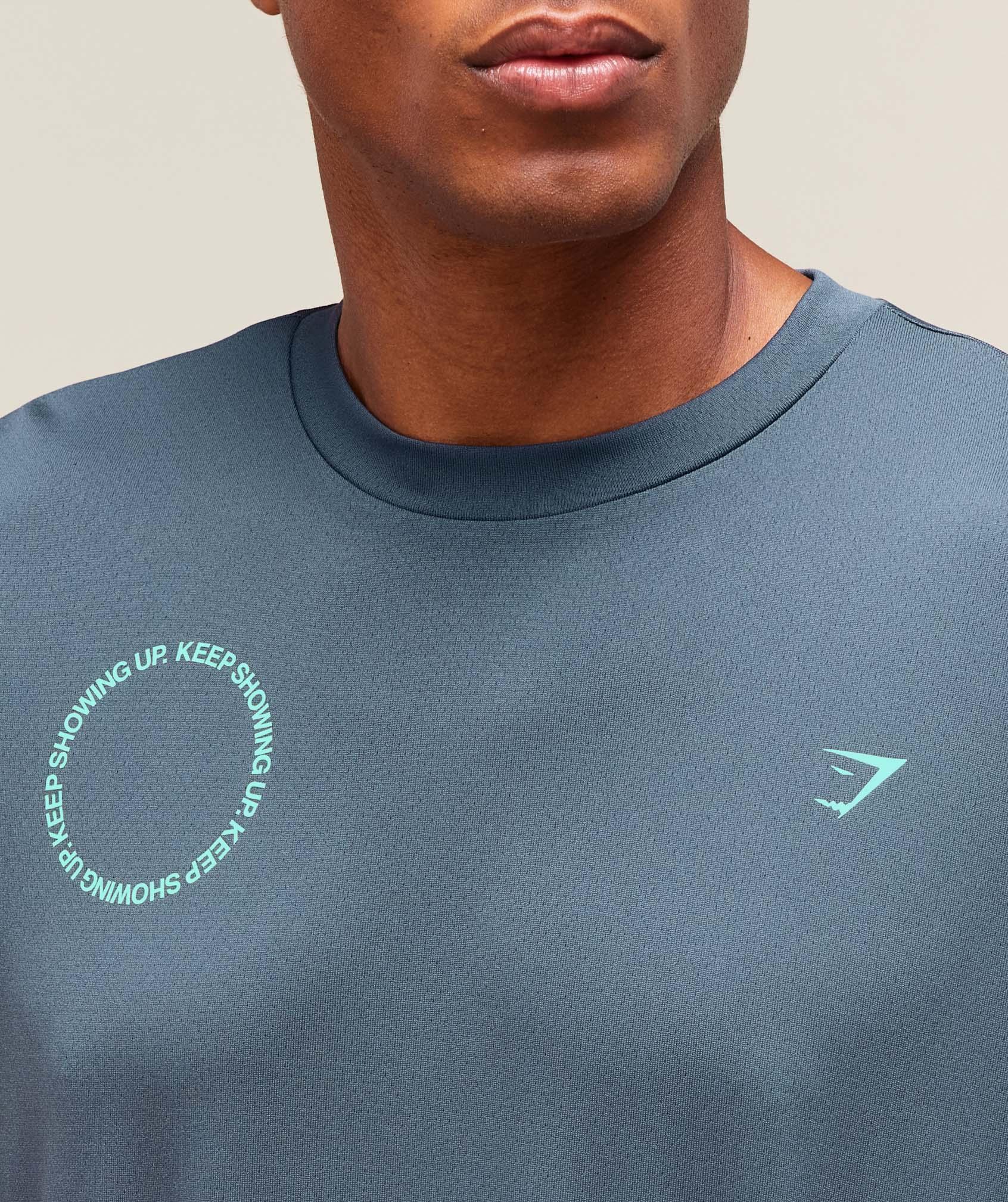 Gymshark Keep Showing Up T-Shirt - Titanium Blue Male Product Image