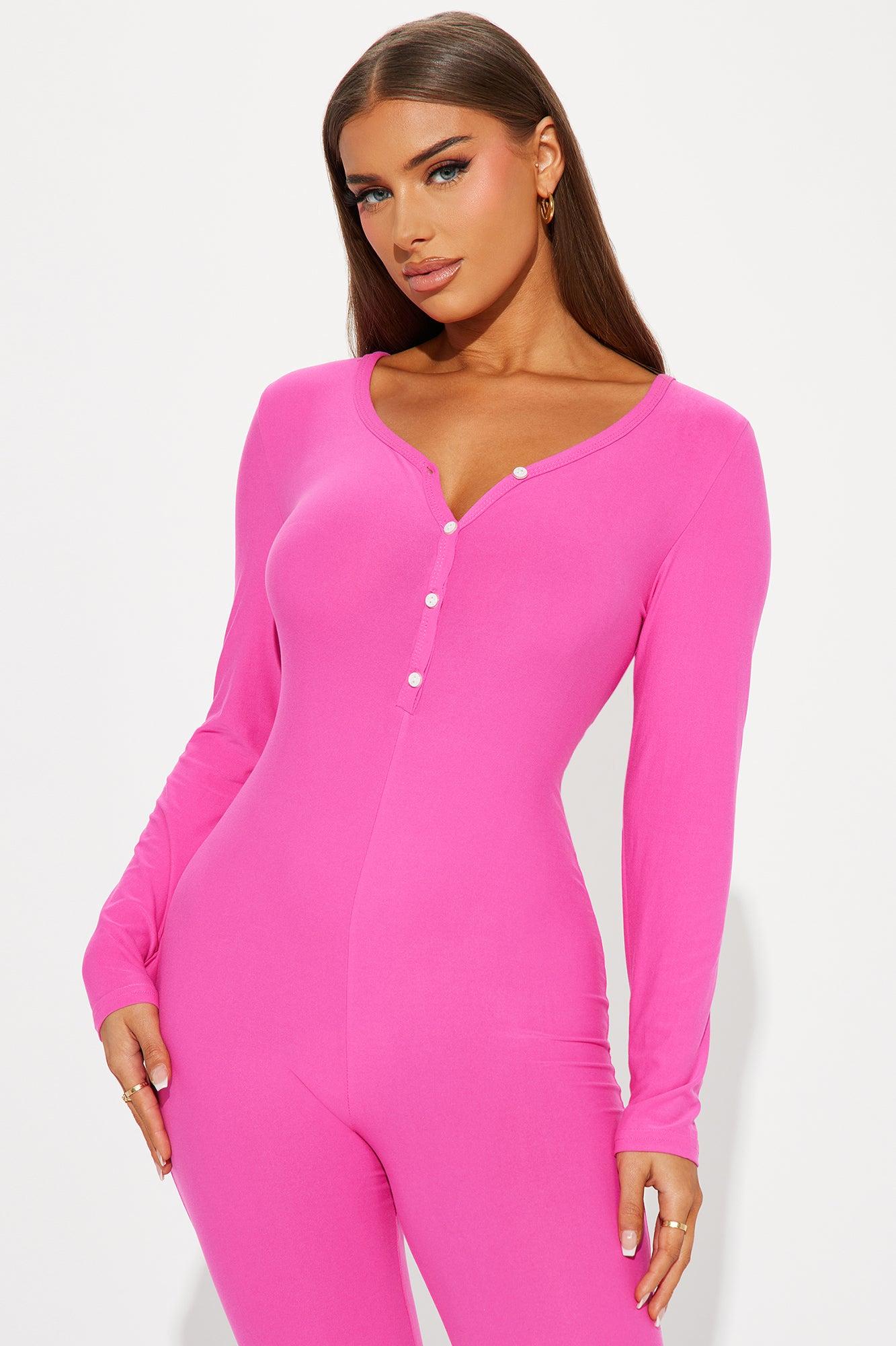 Kiss It PJ Jumpsuit Onesie - Hot Pink Product Image