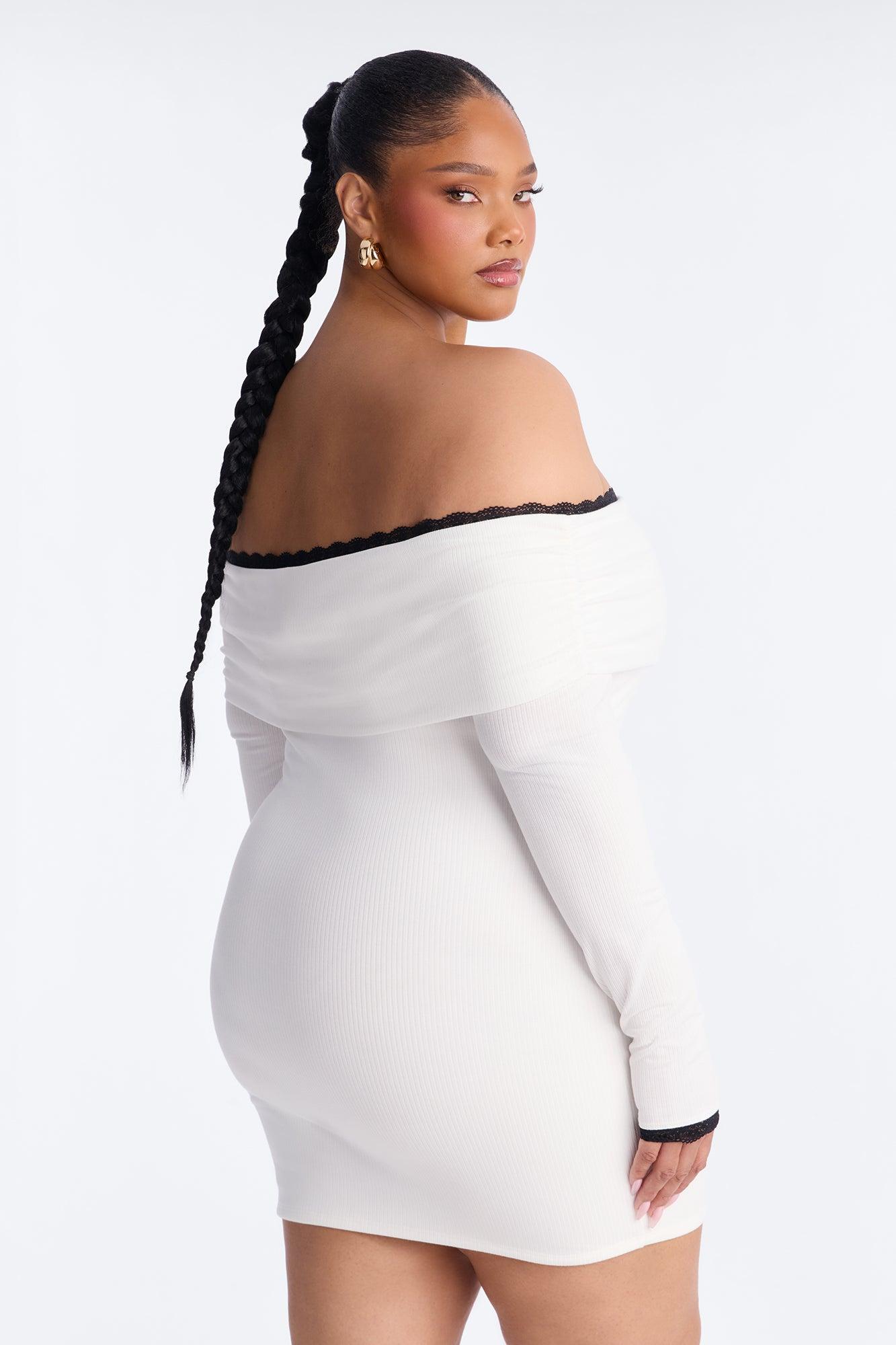 Jennifer Off Shoulder Sweater Mini Dress - Cream/combo Female Product Image