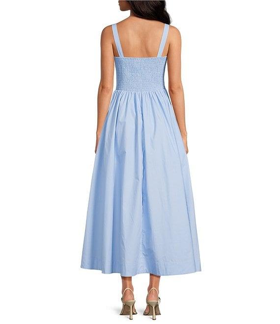 A Loves A Woven Square Neck Sleeveless Straps Drop Waist Smocked Backing Ruched Sides A-Line Maxi Dress Product Image