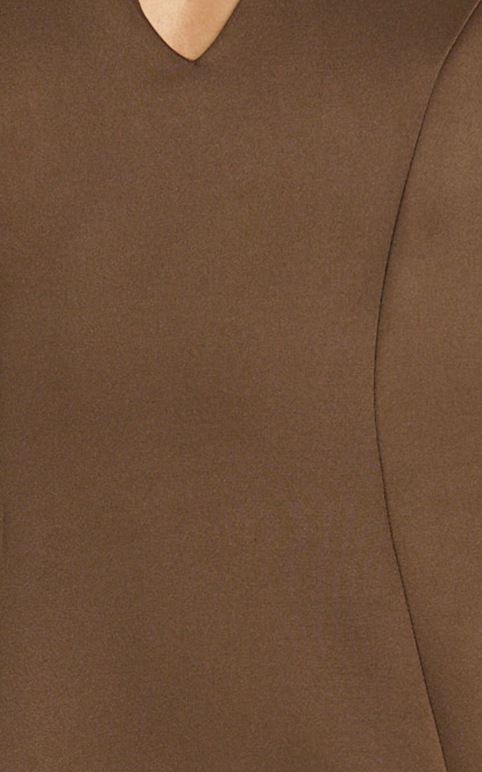 Gaia Mini Dress - Plunge Halter Fit and Flare Dress in Chocolate Product Image