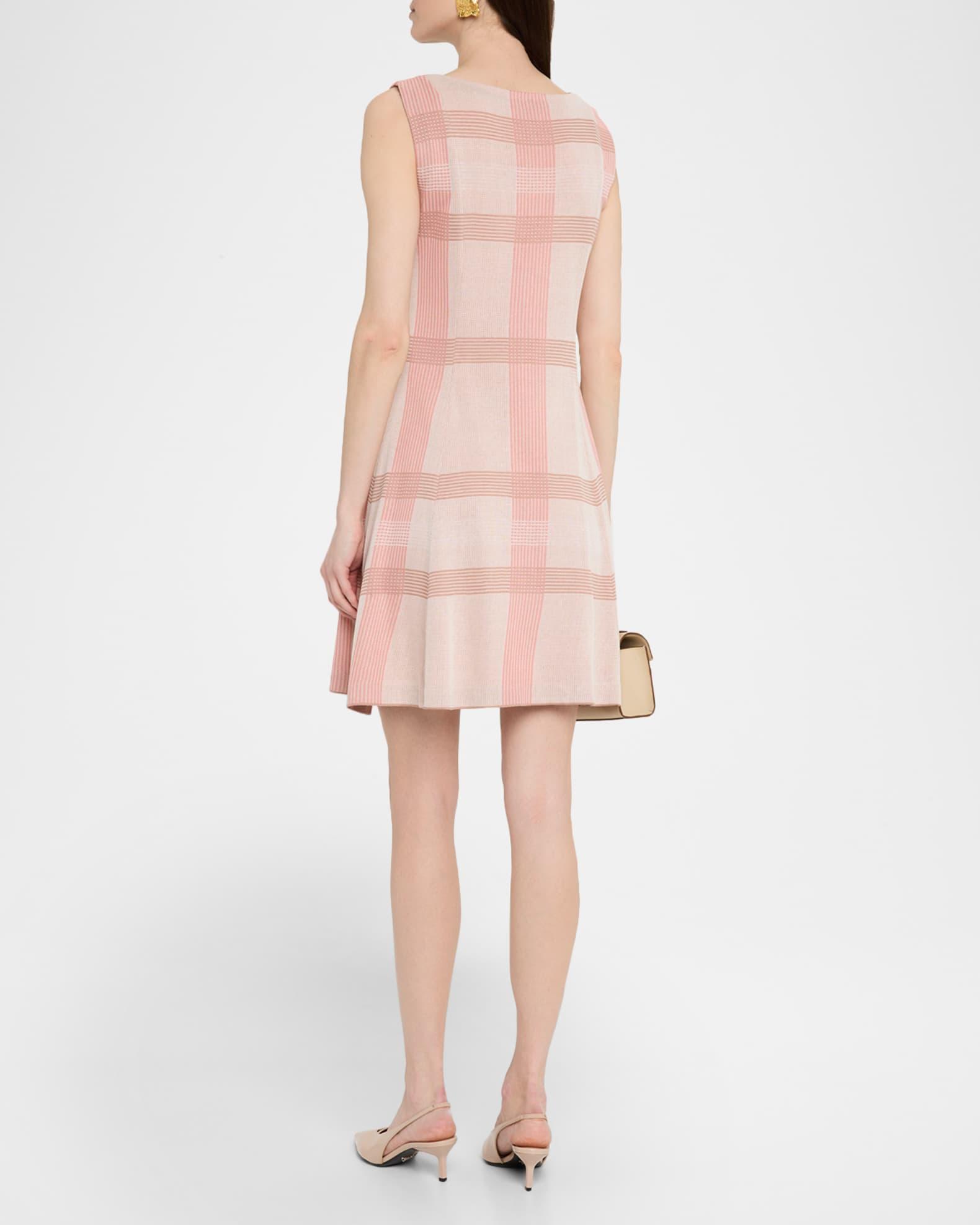 Fit-&-Flare Plaid Knit Dress Product Image