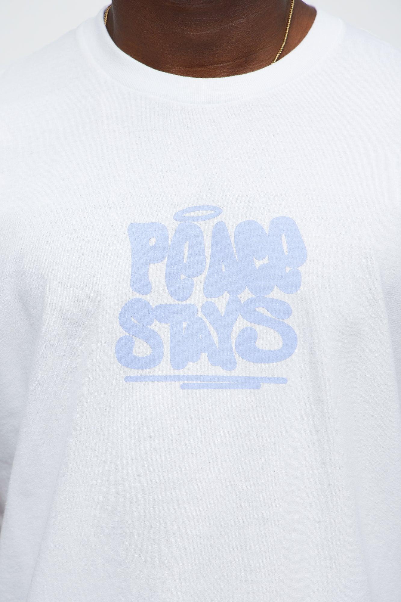 Peace Stays Oversized Short Sleeve Tee - White Male Product Image