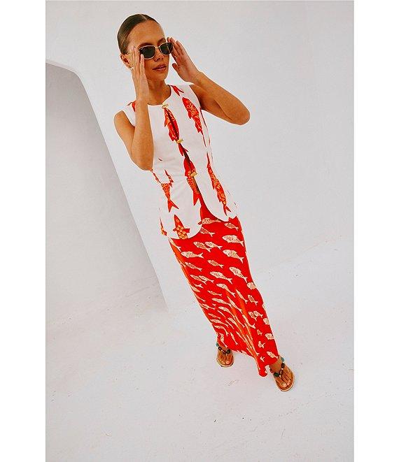 Never Fully Dressed Marina Dorris Fish Print Coordinating Maxi Skirt Product Image