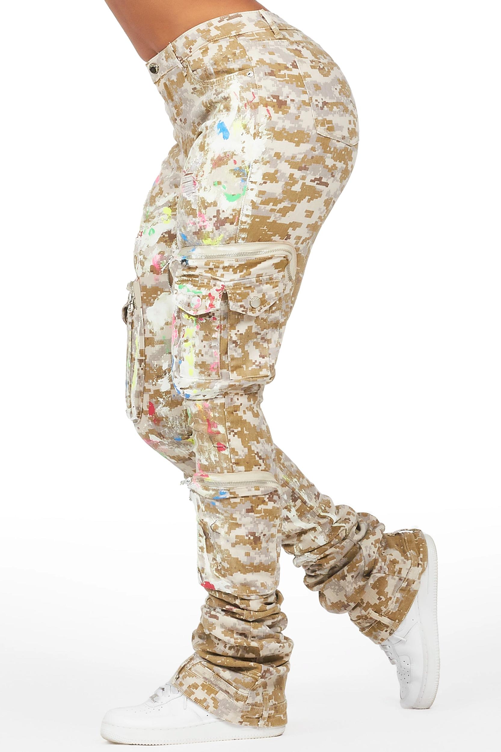 Amayia Digital Camo Painted Super Stacked Jean Female Product Image