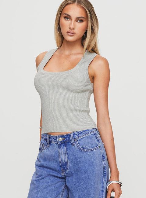 Issues Knit Top Grey Product Image