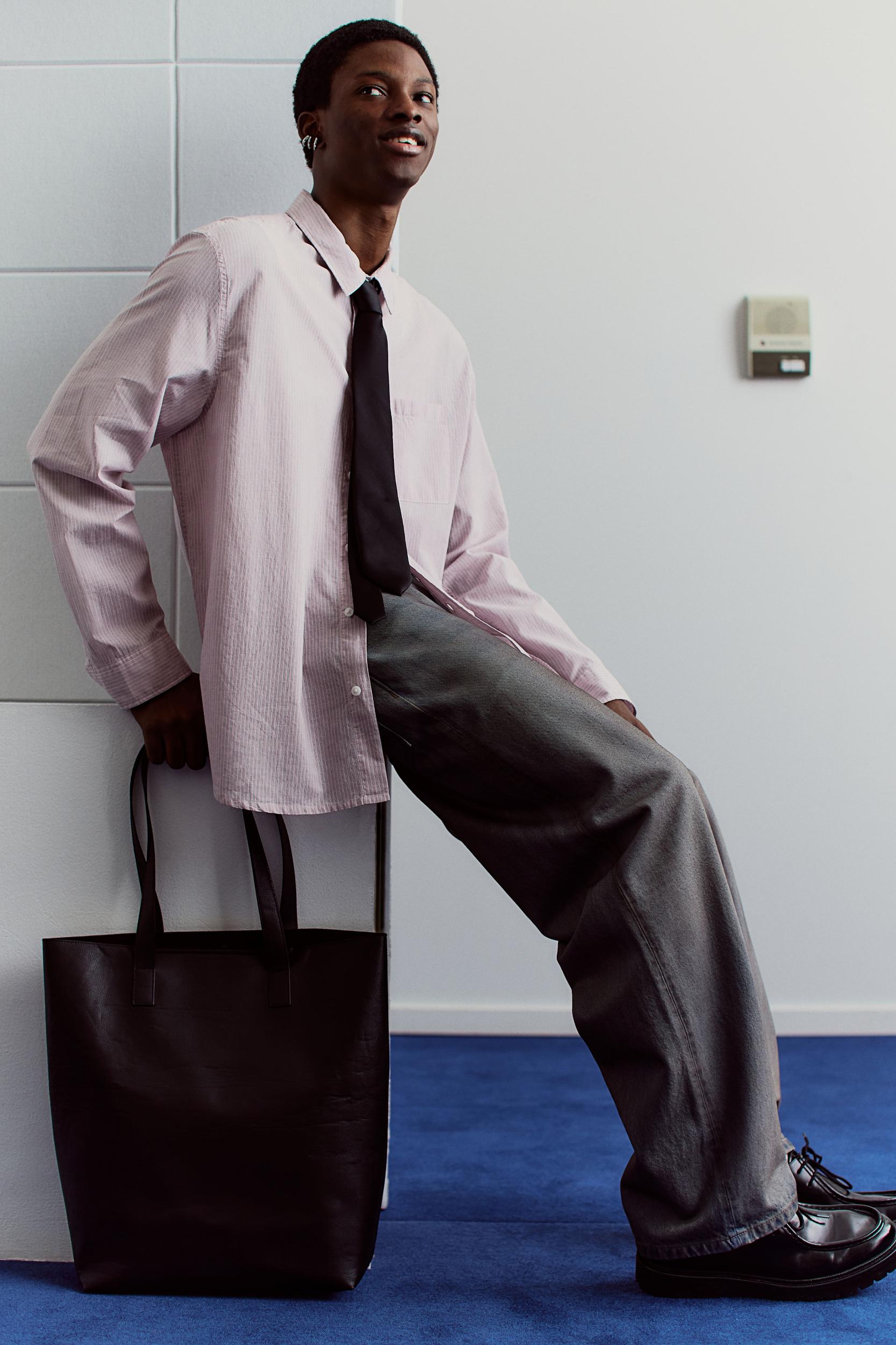 Oversized-Fit Seersucker Shirt Product Image