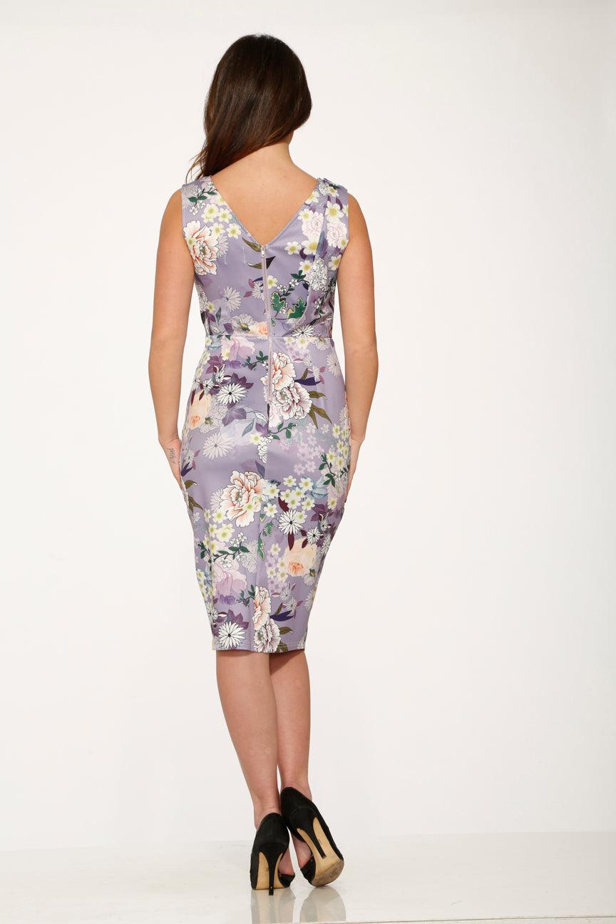 Purple Floral Wiggle Dress Product Image