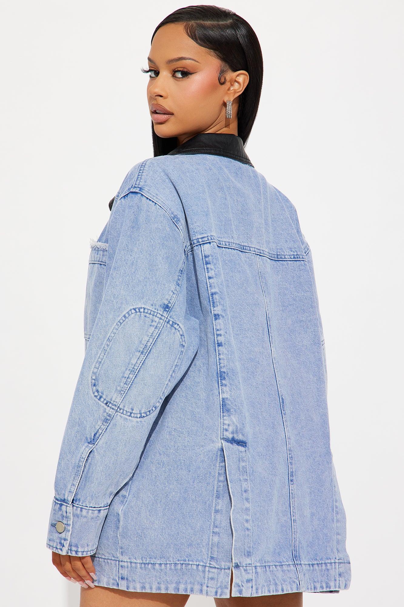Bare Minimum Oversized Denim Barn Jacket - Medium Wash Female Product Image