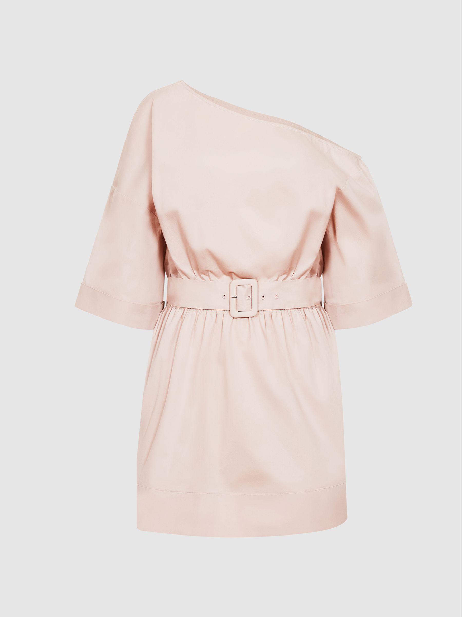 One Shoulder Mini Dress in Nude Product Image