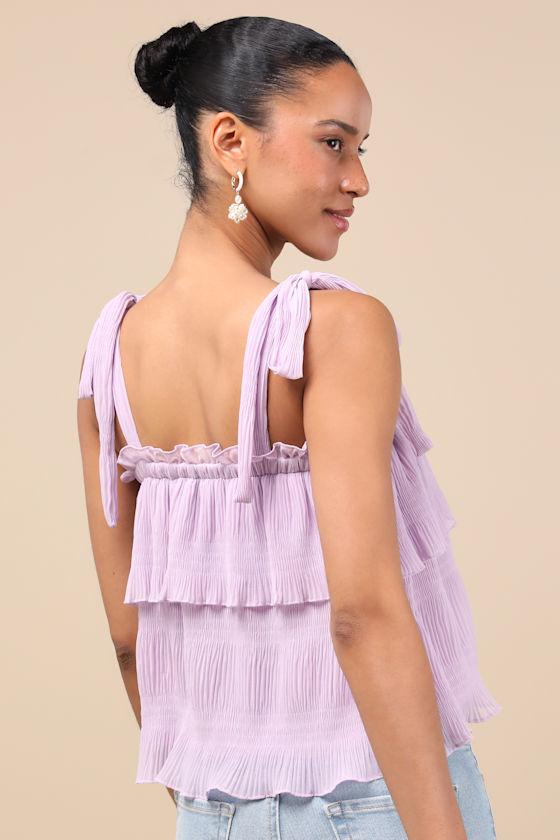 Tiers to Summer Lavender Tie-Strap Tiered Tank Top Product Image