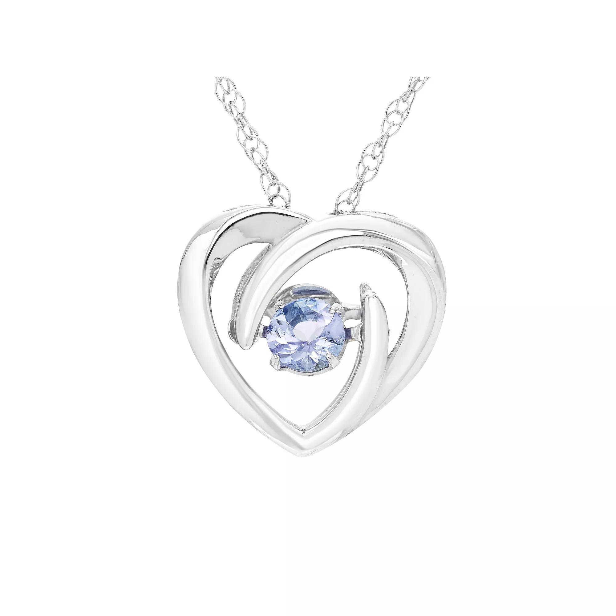 Boston Bay Diamonds Brilliance in Motion Sterling Silver Dancing Gemstone Heart Pendant, Women's, Size: 18", Tanzanite Product Image