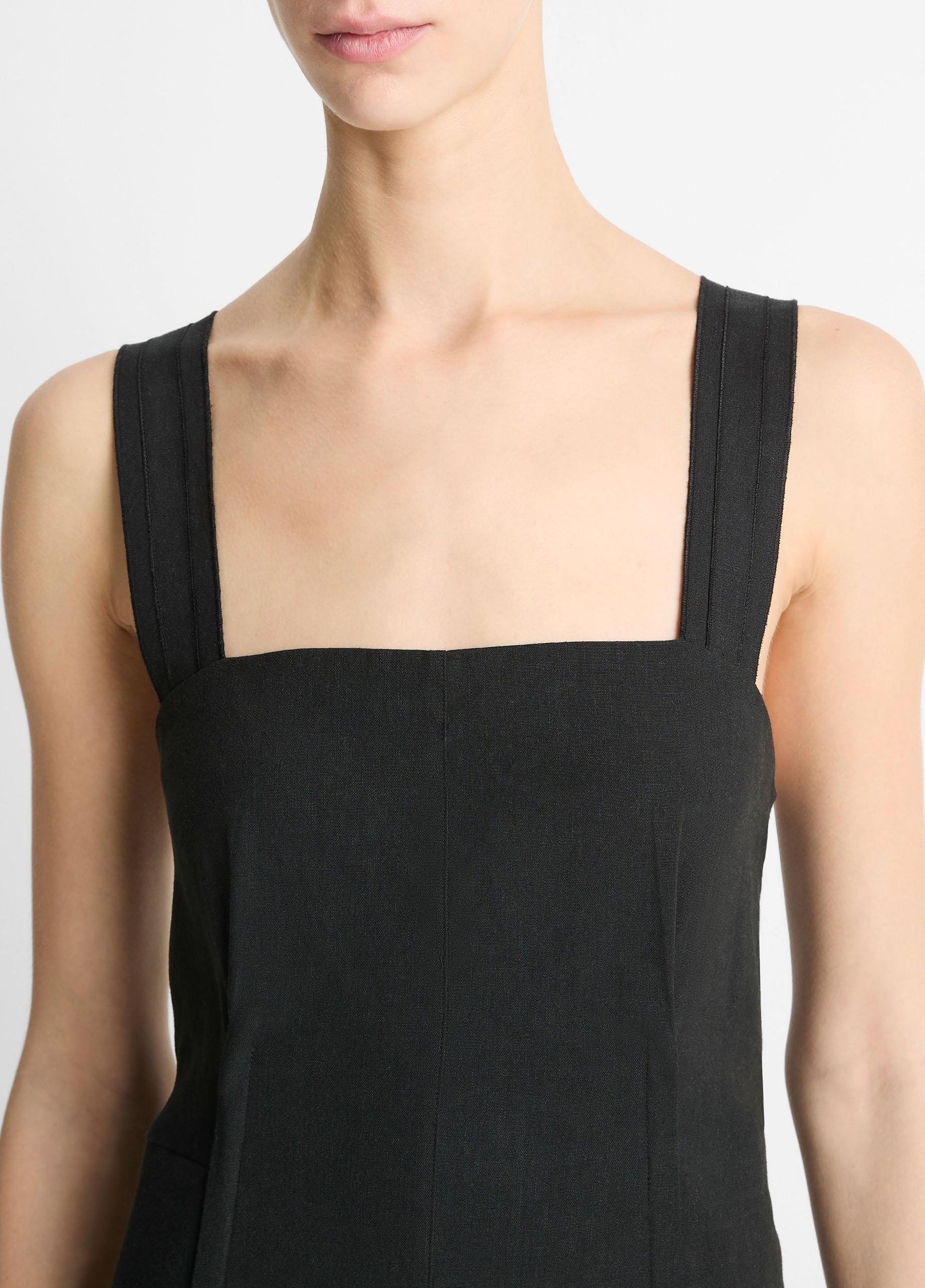 Linen-Blend Square-Neck Dress Product Image