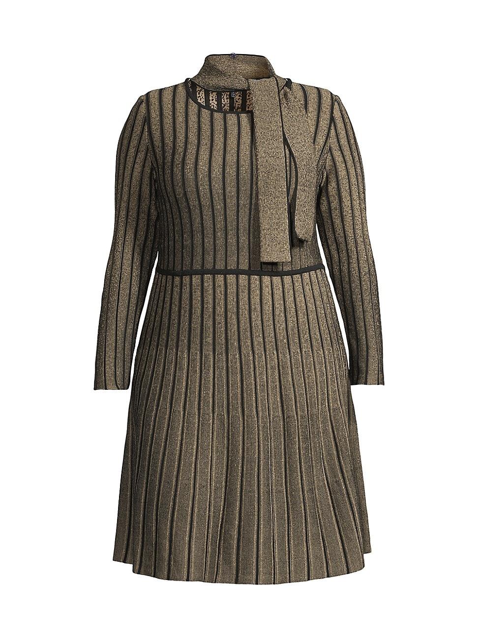 Womens Plus Size Shimmer Rib-Knit Knee-Length Dress Product Image