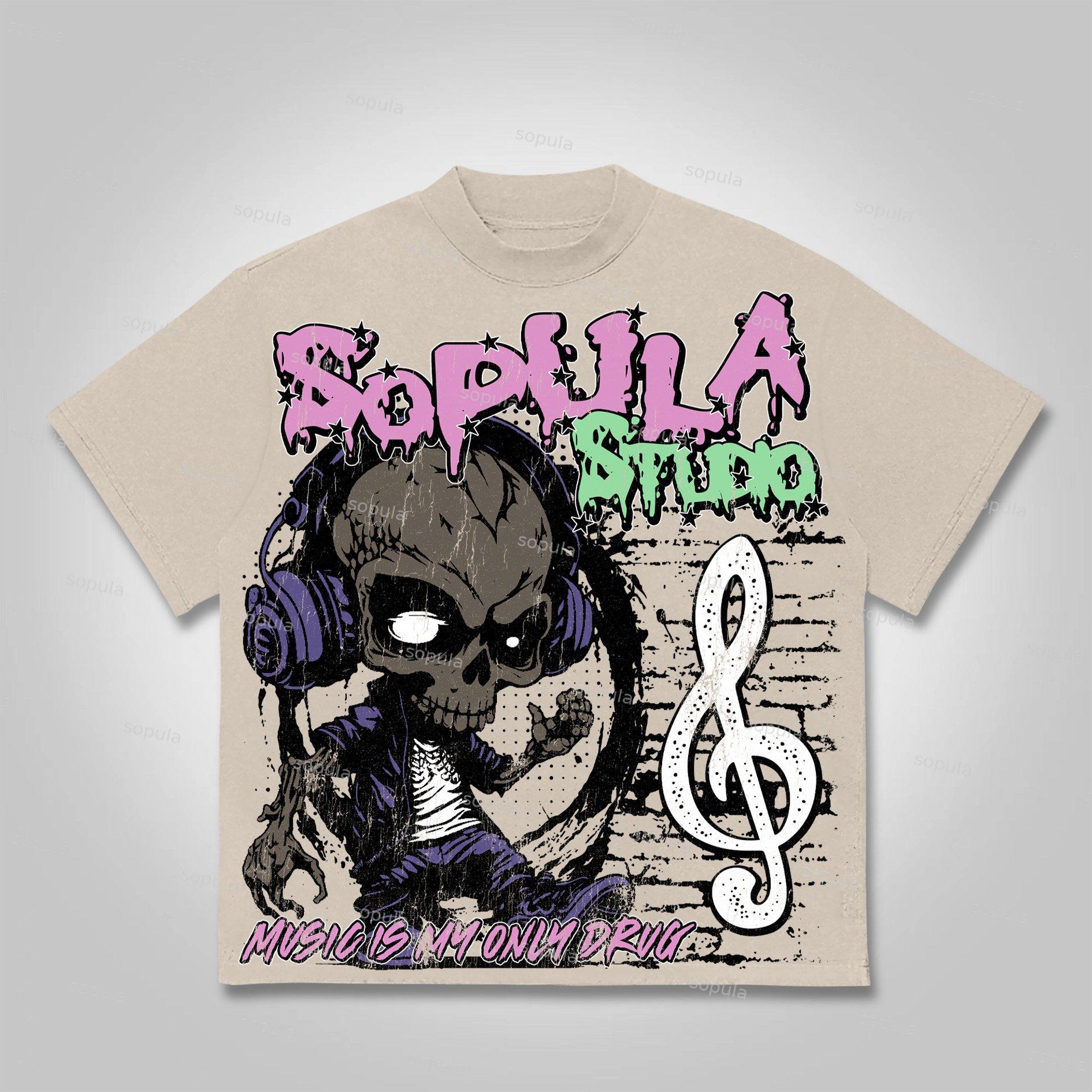 Sopula Music Is My Only Drug Cotton T-shirt Product Image