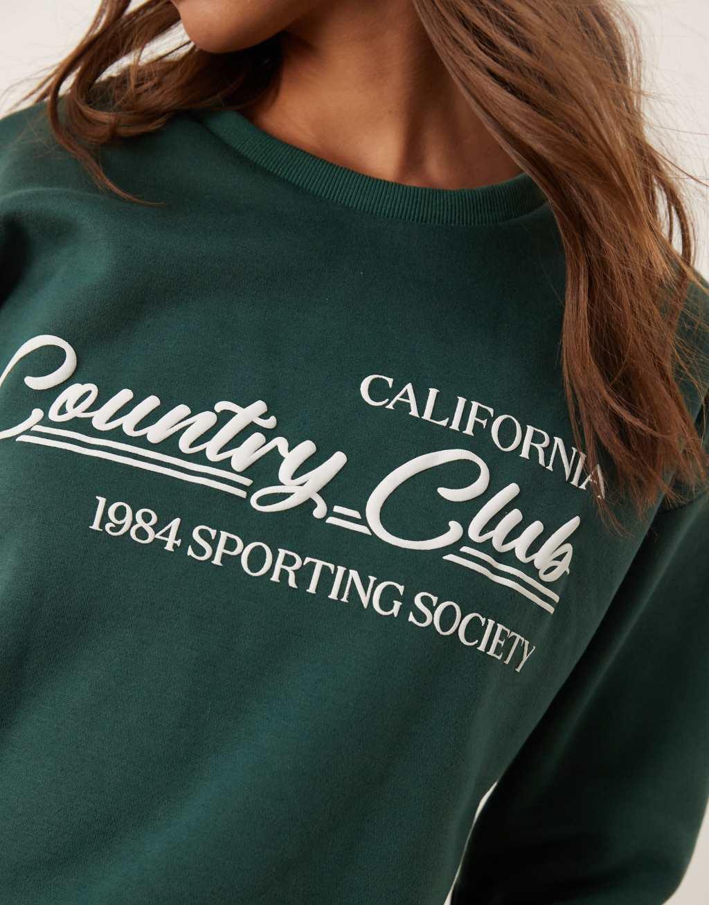 Urban Threads lounge sporty sweatshirt in forest green Product Image