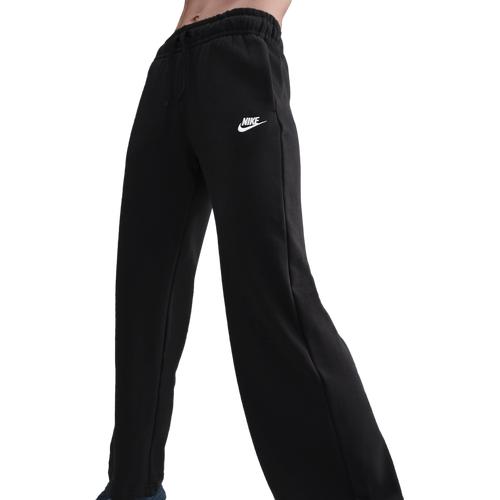 Nike Womens Nike NSW Club Fleece Mid Rise Pant Wide - Womens Black/White Product Image