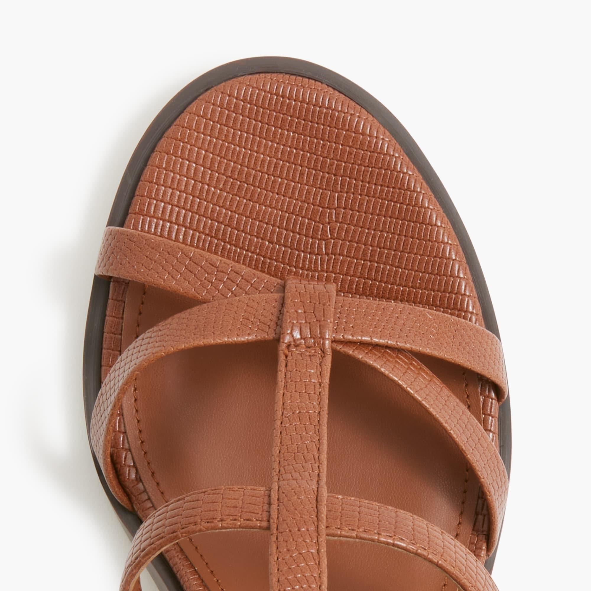 Textured T-strap heeled sandals Product Image