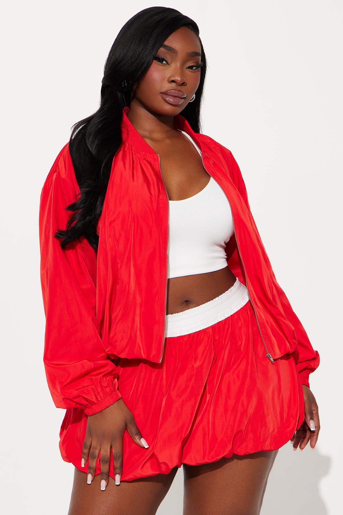 Sporty And Cute Bubble Skirt Set - Red Product Image