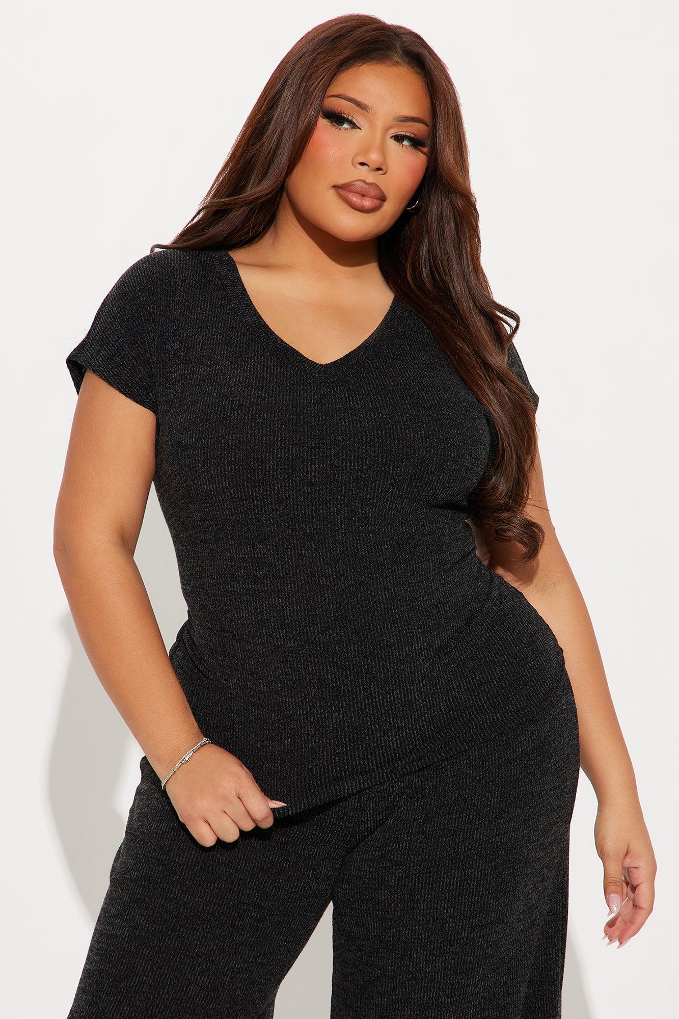 Cassandra Ribbed Pant Set - Charcoal Product Image