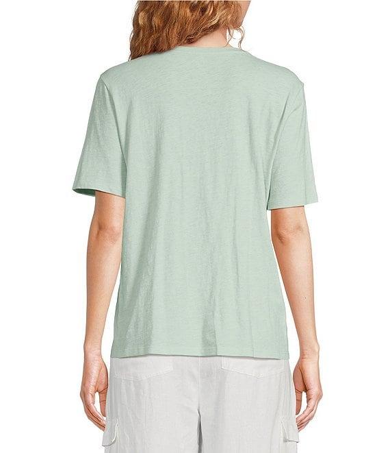 Eileen Fisher Easy Organic Cotton Jersey Knit V-Neck Short Sleeve Tee Shirt Product Image