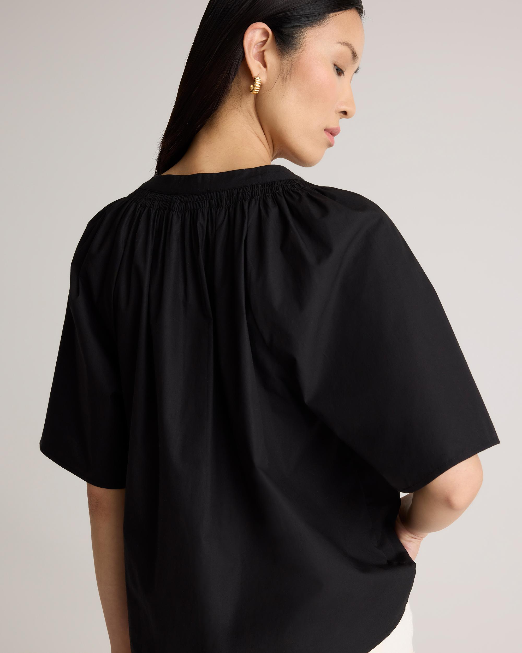Quince | Women's Poplin Split Neck Top Size XS, Organic Cotton Product Image