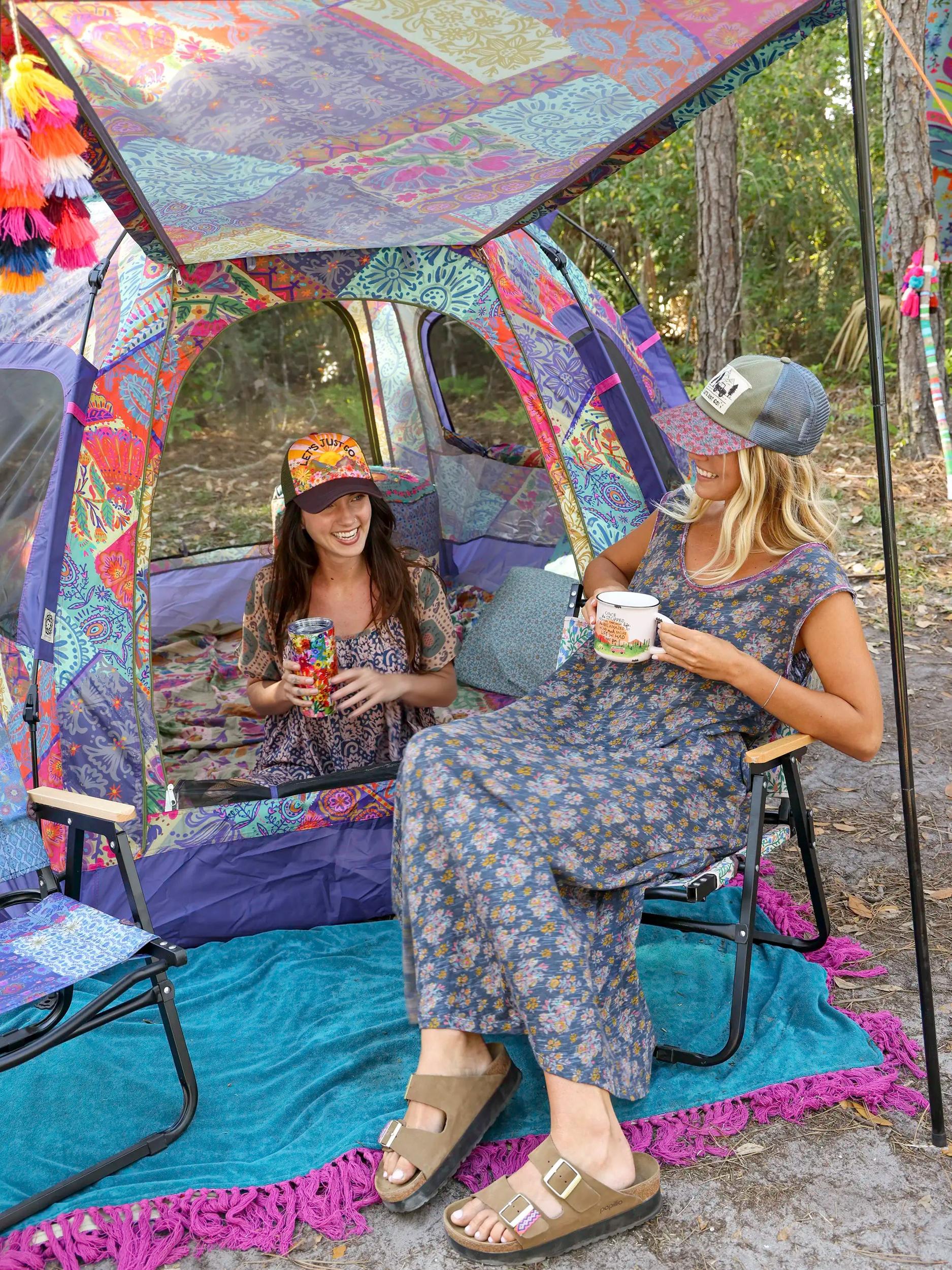 Hangout Cotton Midi Dress - Slate Floral Blooms Product Image