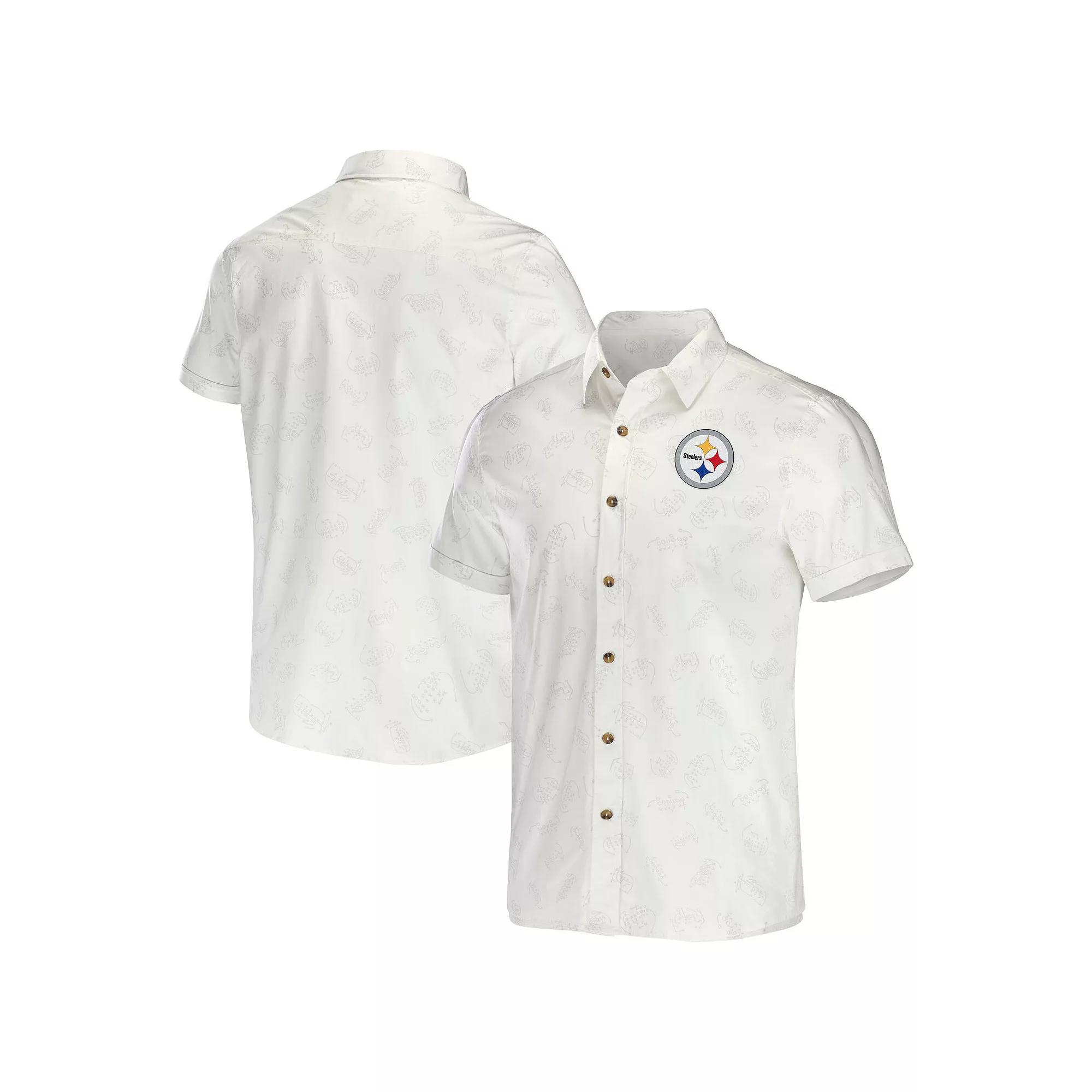 Men's NFL x Darius Rucker Collection by Fanatics White Green Bay Packers Woven Button-Up T-Shirt,  Product Image