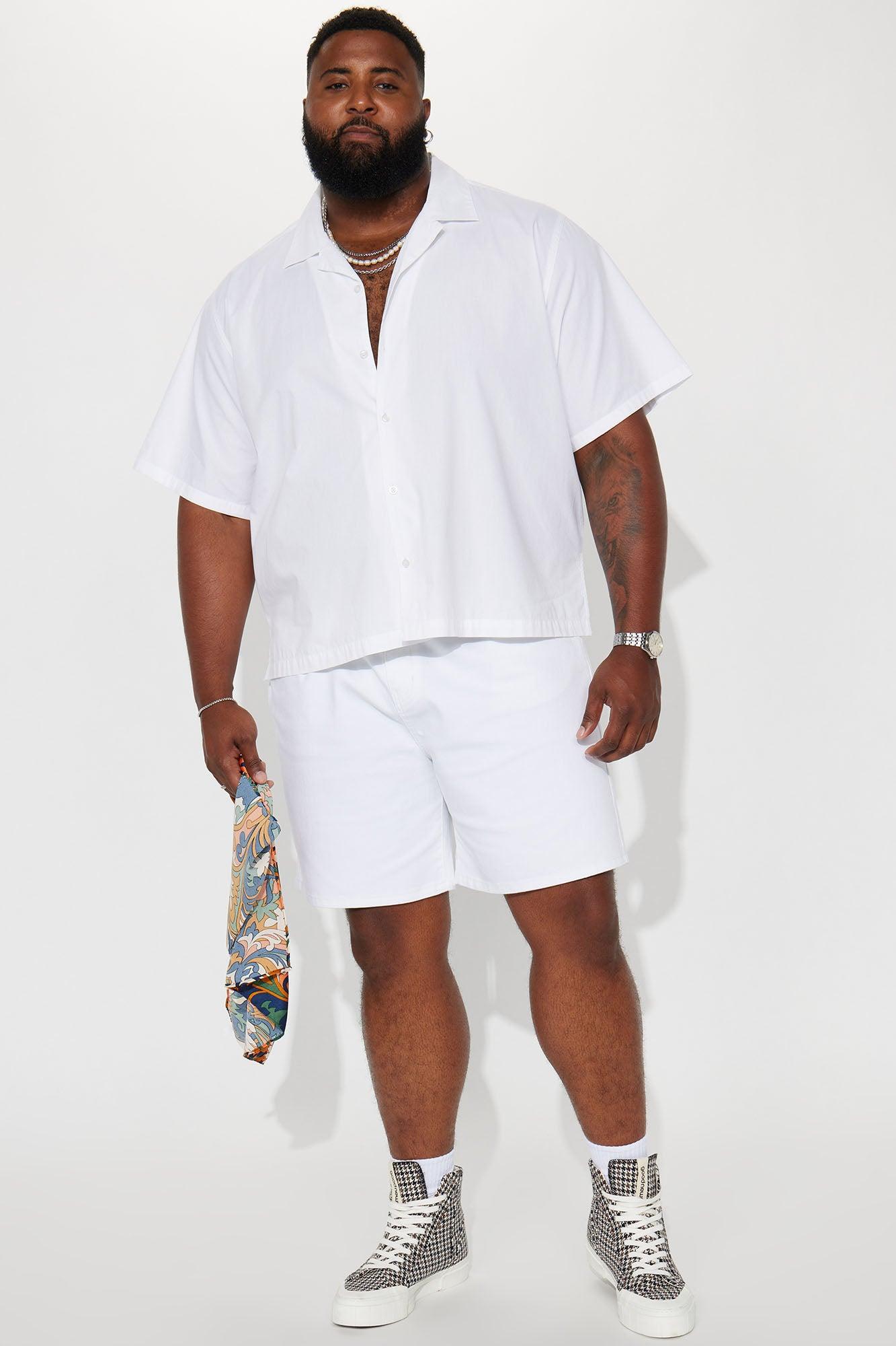 Mike Relaxed Denim Shorts - White Product Image