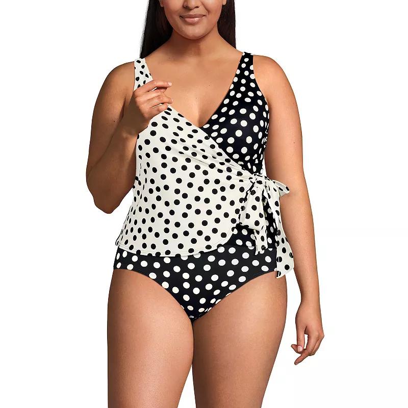 Plus Size Lands End Side Tie Tankini Swim Top, Womens Product Image