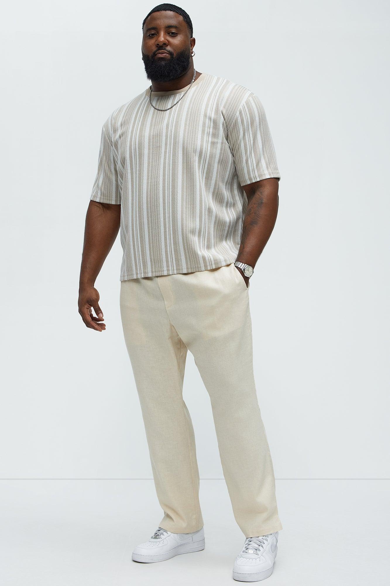 Textured Striped Short Sleeve Tee - Taupe/combo Product Image