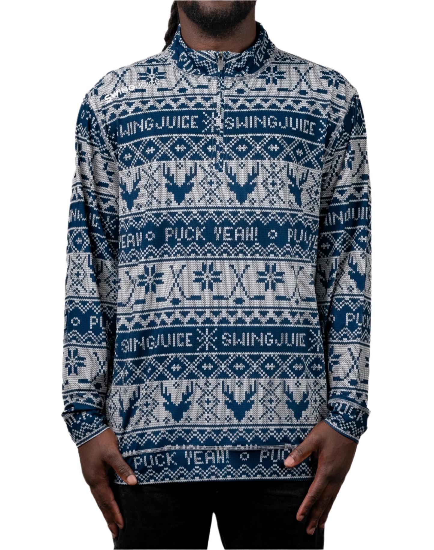 SwingJuice Hockey Puck Yeah Fairisle Men's Quarter Zip Product Image