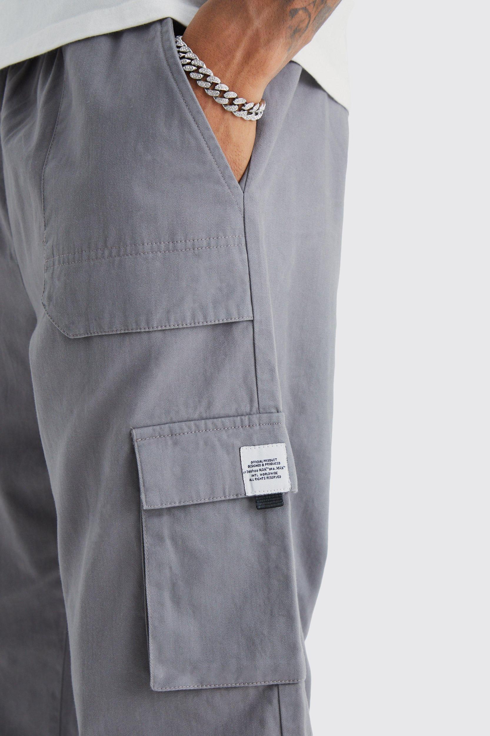 Tall Elastic Waist Relaxed Fit Buckle Cargo Sweatpants | boohooMAN USA Product Image