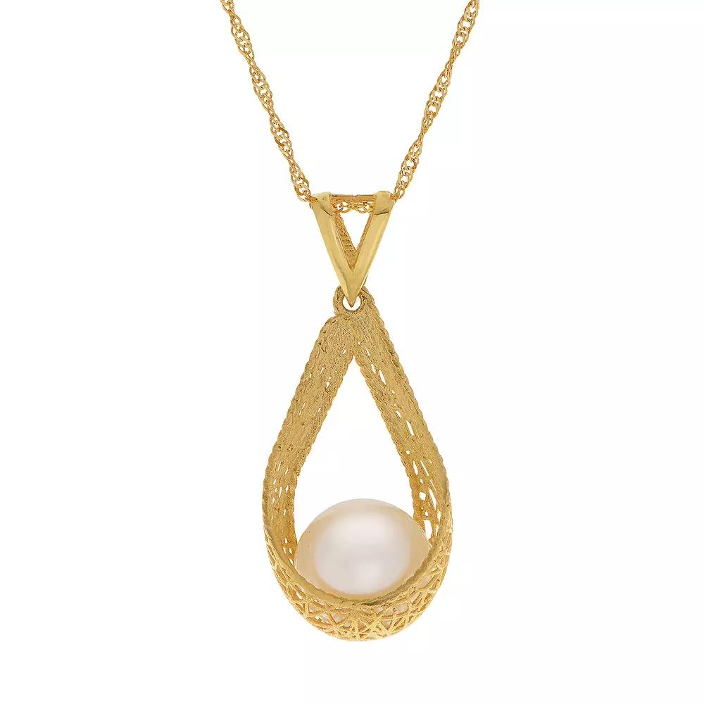 PearLustre by Imperial 14k Gold Freshwater Cultured Pearl Teardrop Pendant, Womens Product Image