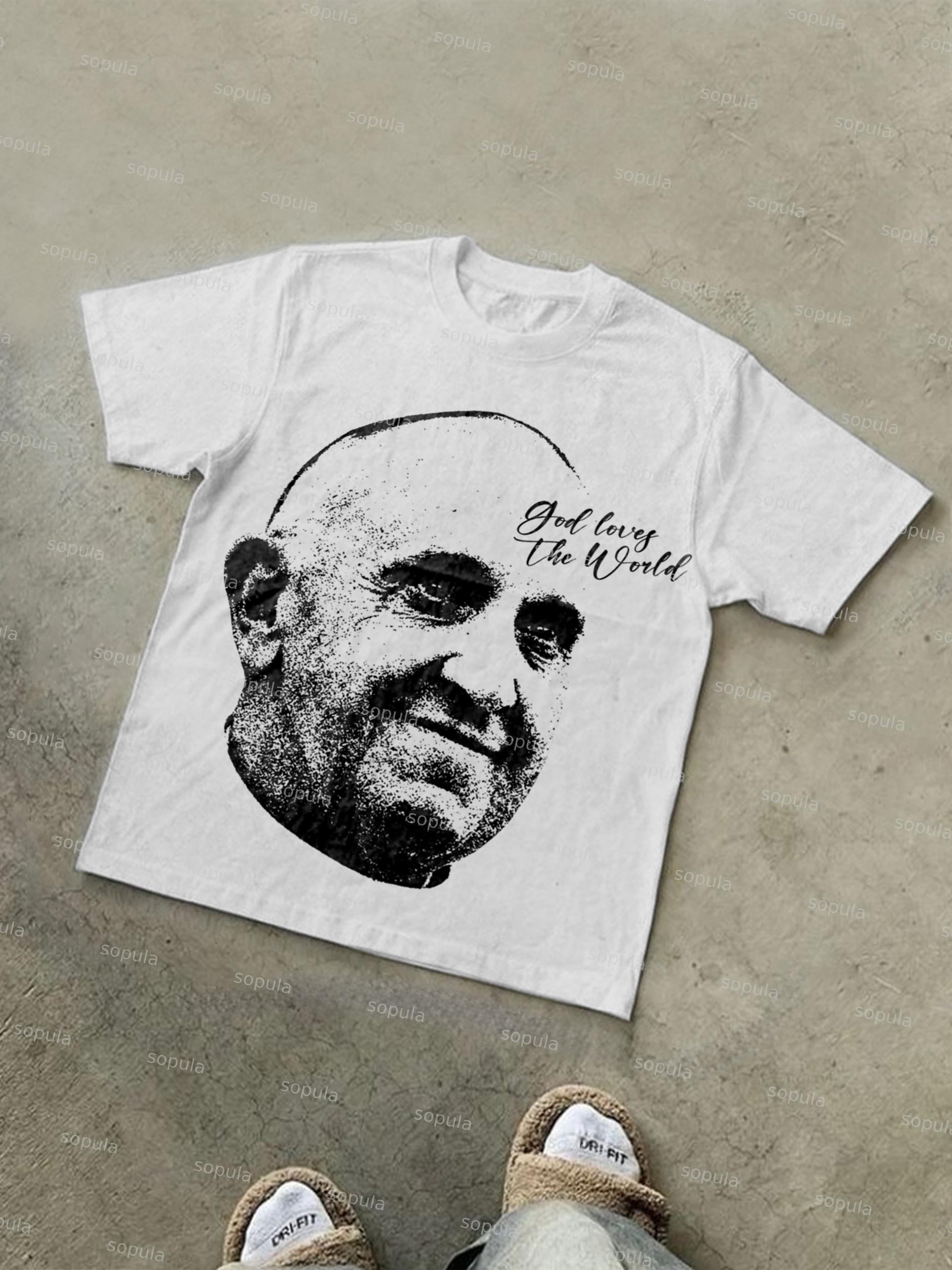 Vintage Abstract Portrait Print Graphic Cotton T-shirt Product Image