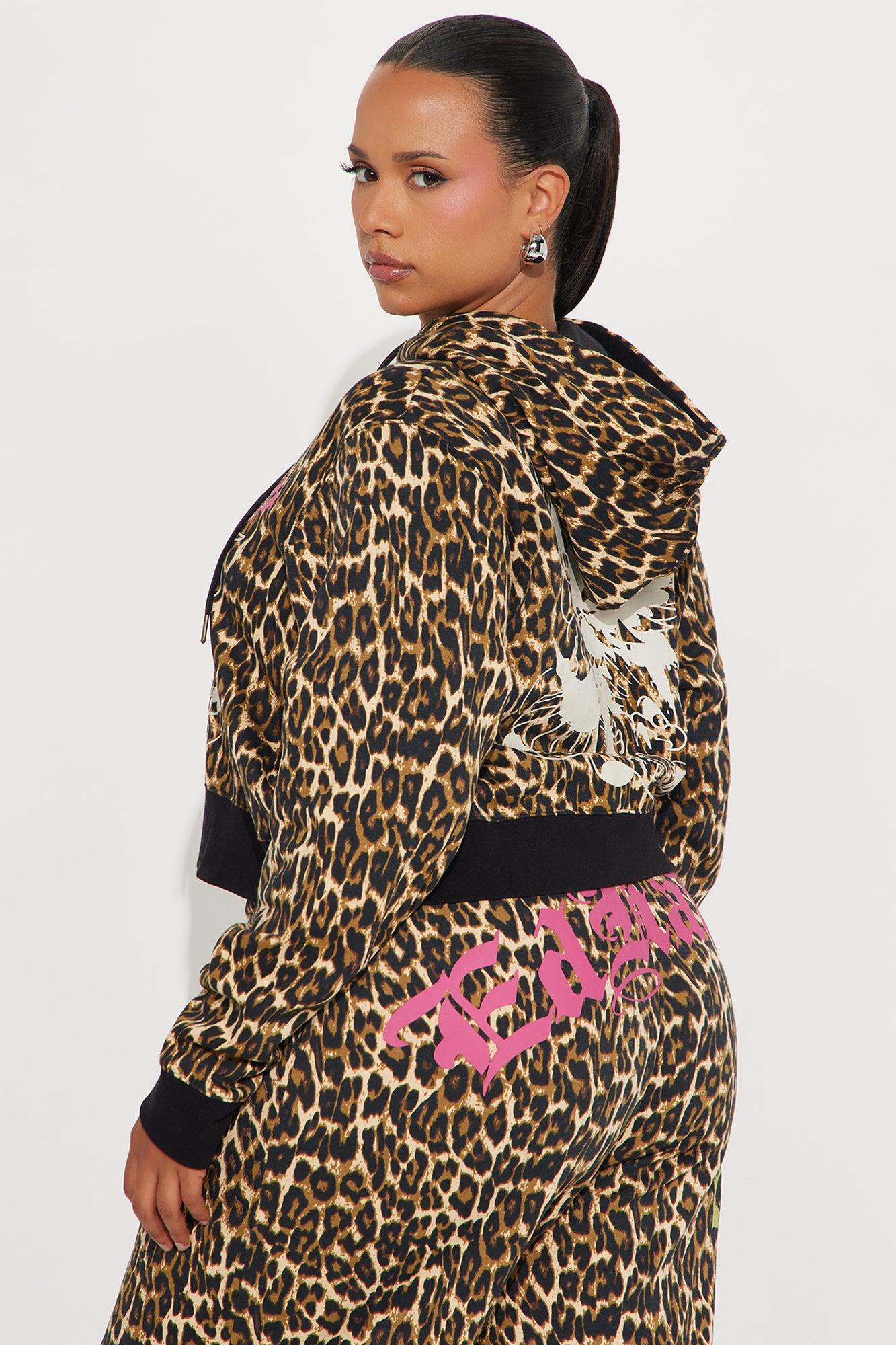 Ed Hardy Sacred Heart Leopard Zip Up Hoodie - Leopard Female Product Image