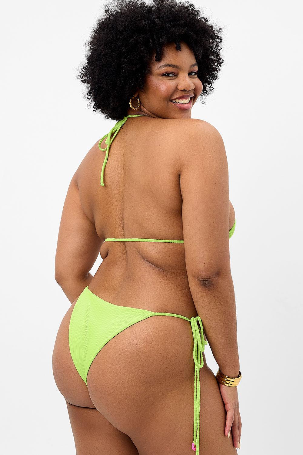 Keira Plissé Cheeky Bikini Bottom - Kiwi Product Image
