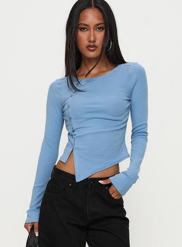 Baseline Button Up Long Sleeve Top Blue Product Image