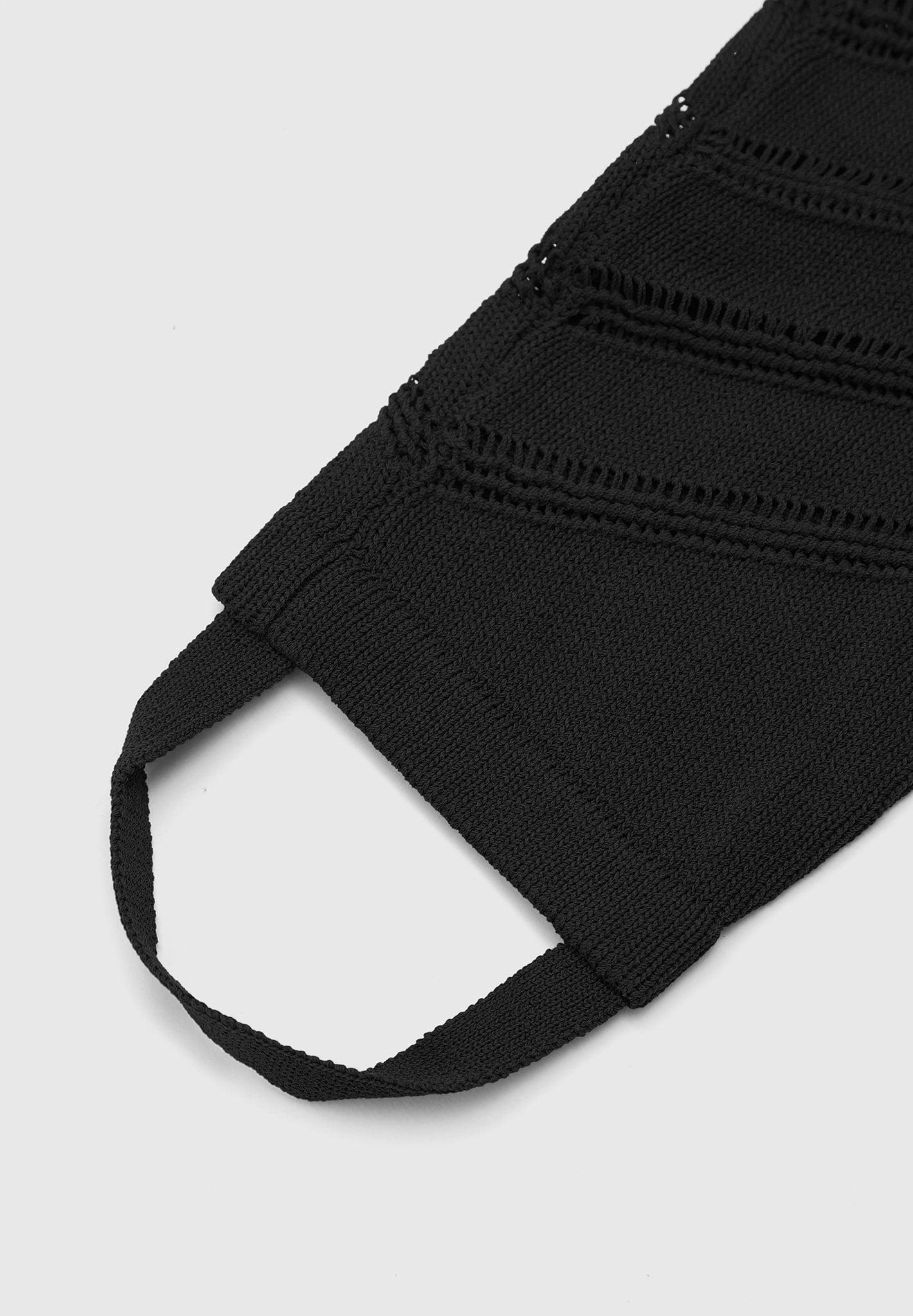 High Waisted Knitted Spiral Contour Leggings - Black Female Product Image