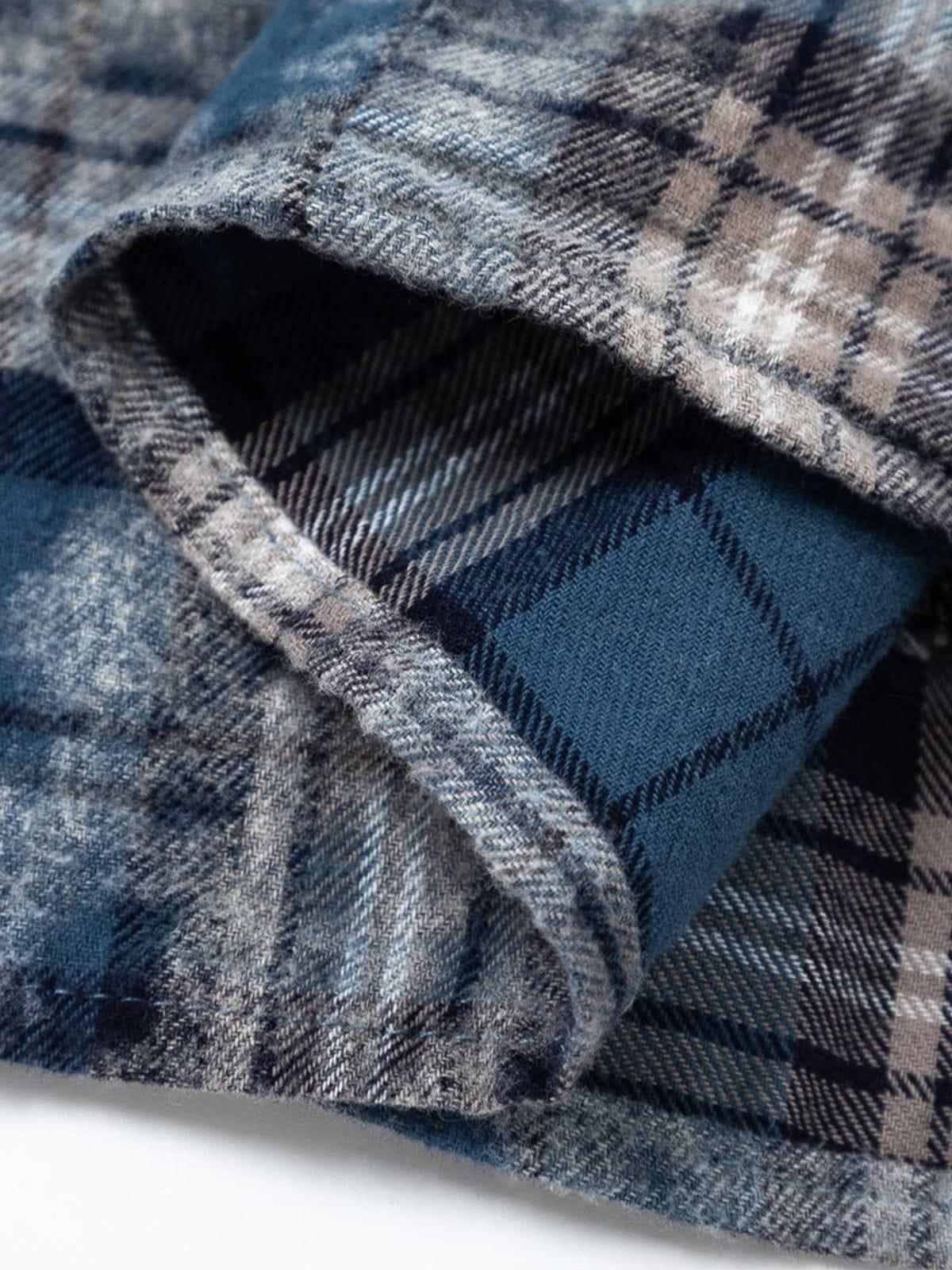 Aelfric Eden Tie dye Plaid Patchwork Short Sleeve Shirt Product Image