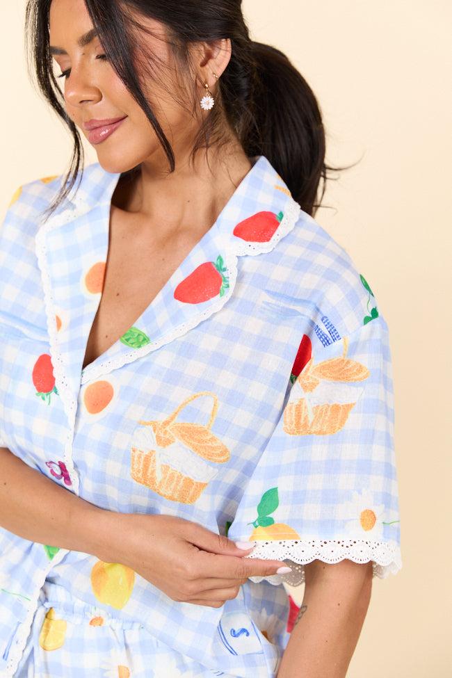 Picnic After Dark Blue Pajama Set FINAL SALE Product Image