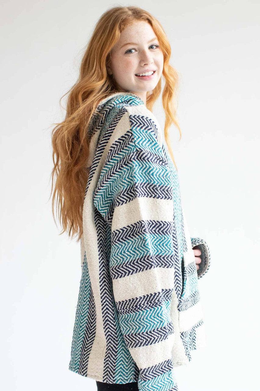 Dusty Blue Cotton Blend Baja Hoodie Product Image