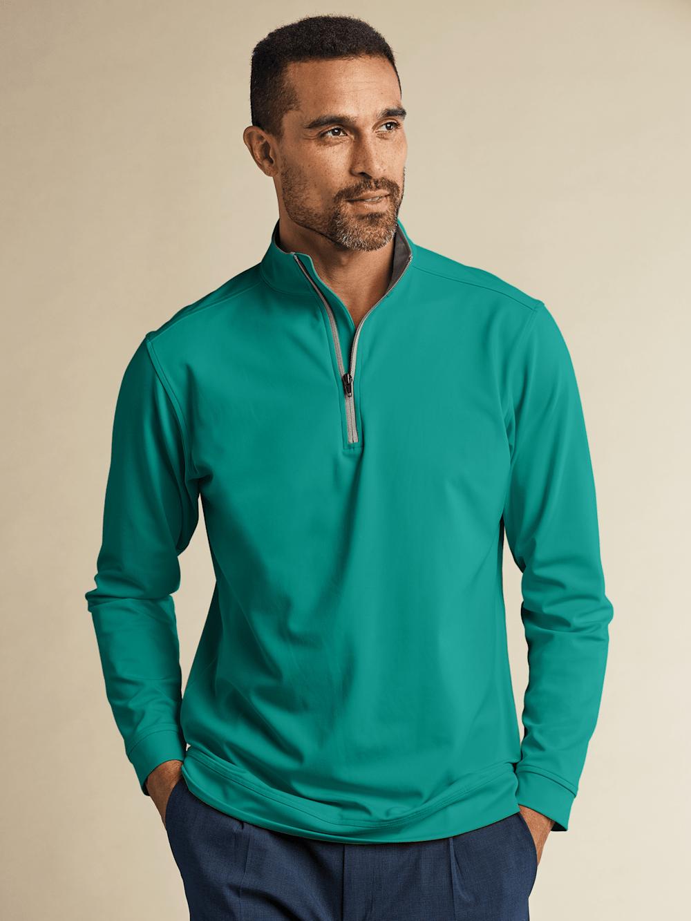 Performance Blend Quarter Zip Mock Neck - Green Product Image
