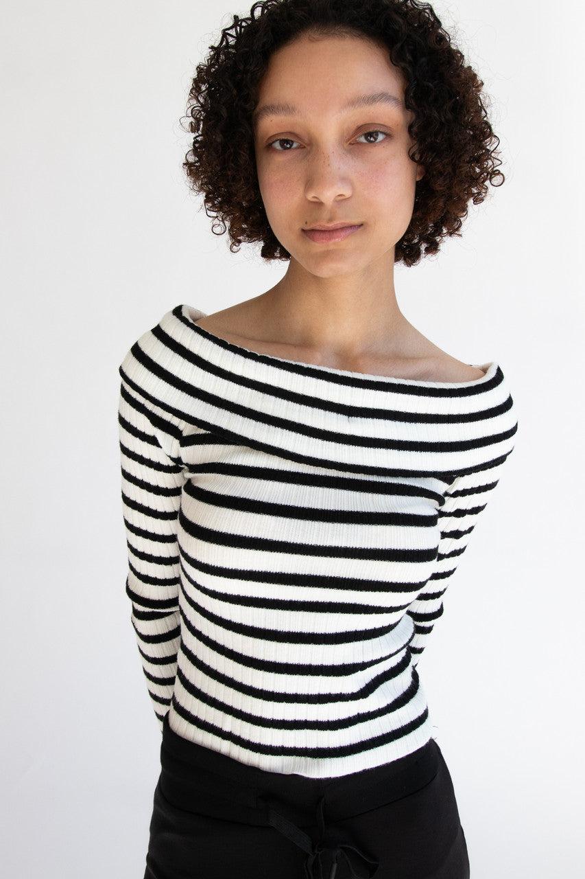 Off The Shoulder Striped Sweater Product Image