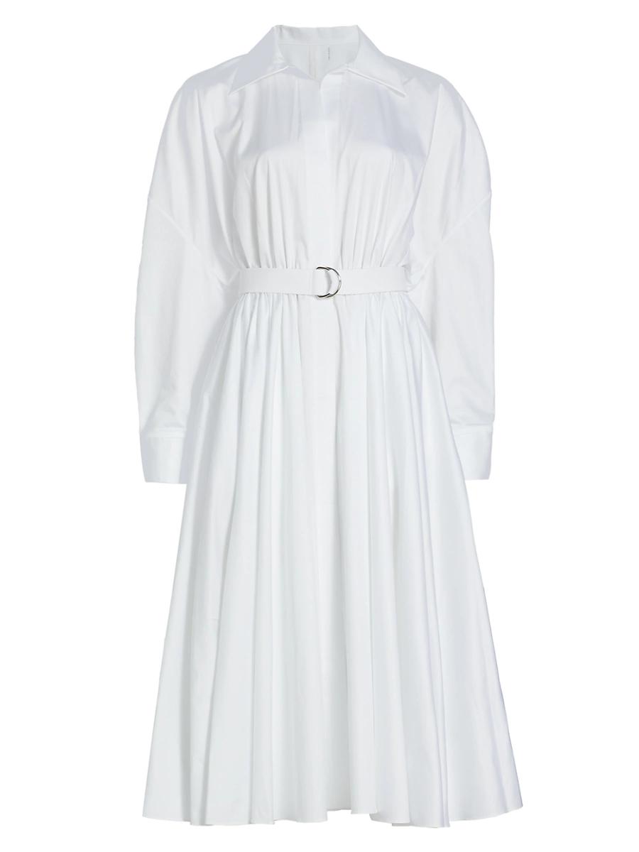 Womens Oversized Belted Poplin Midi-Dress Product Image